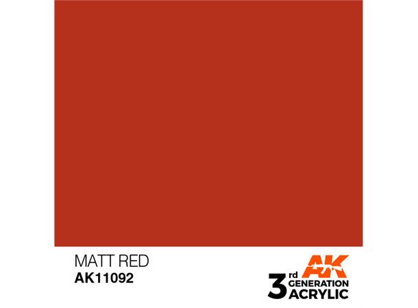 Akrylmaling.Matt Rød. 17ml Akrylmaling for airbrush og pensel