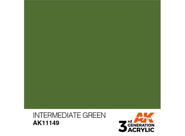 Akrylmaling. Intermediate Green.  17ml. Akrylmaling for airbrush og pensel