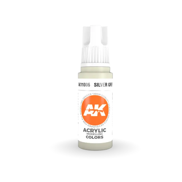 Akrylmaling. Silver Grey.  17ml. Akrylmaling for airbrush og pensel 