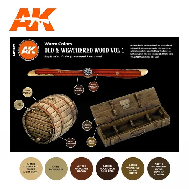 Old & weatered wood Sett med 6 farger 