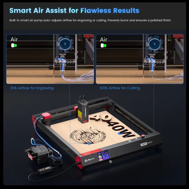 AlgoLaser Alpha MK2 40W 400x410 mm. Arbeidsområde 