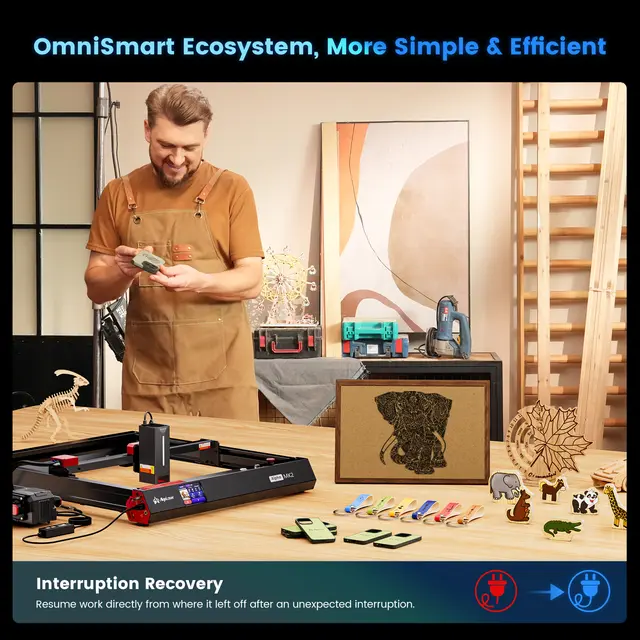 AlgoLaser Alpha MK2 40W 400x410 mm. Arbeidsområde 