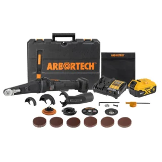 MG1000 minisliper – trebearbeidingspakke Arbortech – batteri, lader og koffert