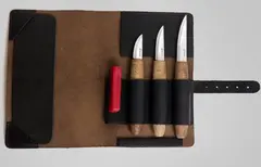 Spikkesett S19X i l&#230;rmappe 3 kniver og slipeutstyr. Beavercraft