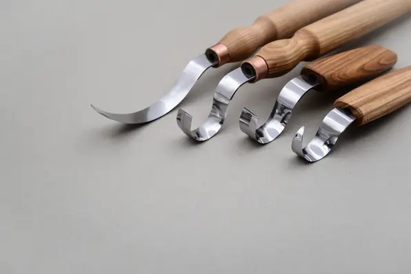 Knivsett S11 til skje, kopper og kar 4 kniver. Høyrehendt. Beavercraft 