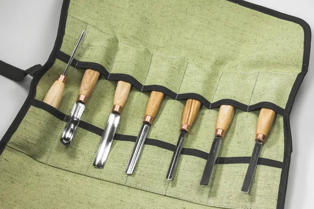 Sett med treskjærejern SC03. 7stk Med mappe og Slipeutstyr. Beavercraft 
