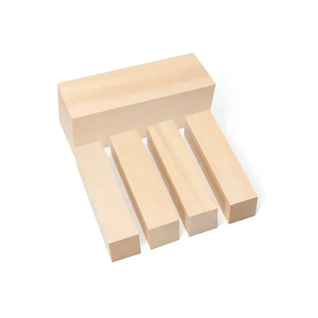 Emner til figurskjæring i lind 5 stk firkant-emner. Beavercraft 