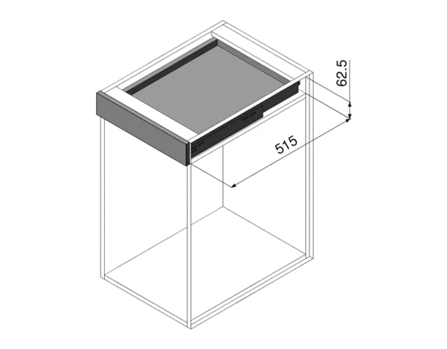 Movento for Treboks M/Demp 500mm Komplett sett skuffeskinne til treboks 