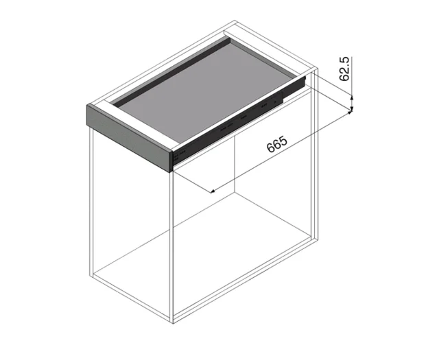 Movento for Treboks M/Demp 650mm Komplett sett skuffeskinne til treboks 