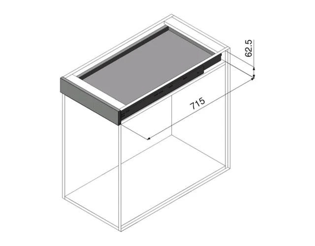 Movento for Treboks M/Demp 700mm Komplett sett skuffeskinne til treboks 