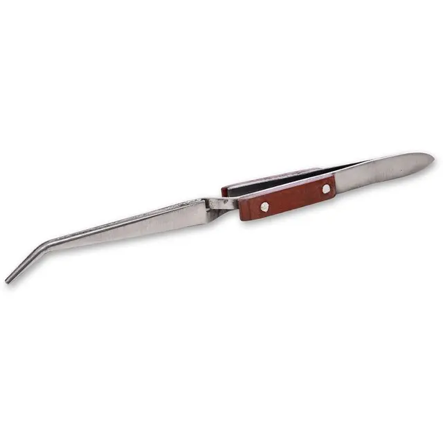 Pinsetter, selvlukkende med bøy. Til juveler- og annet detaljarbeid. 