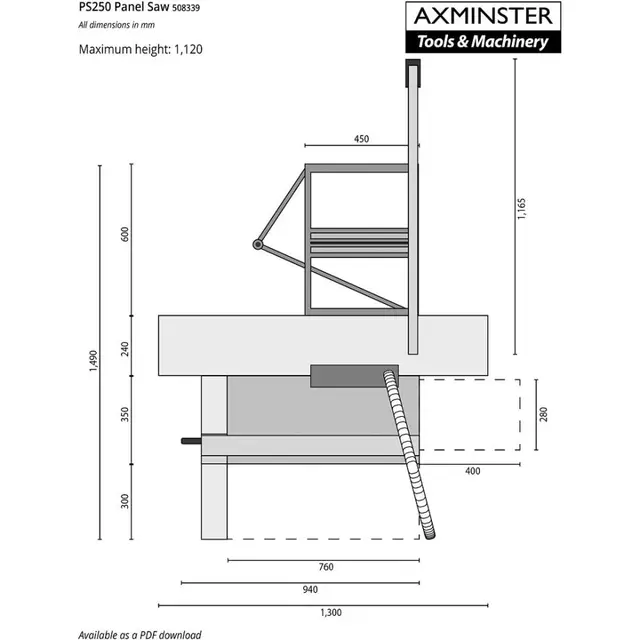 Bordsag AP254Ps13 M/Skyvebord Axminster Professional 