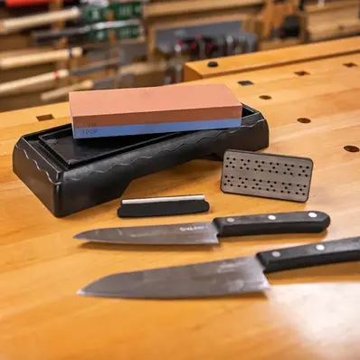 Axminster Workshop Brynesett til Kniver Tosidig Bryne, diamantavretter og jigg. 