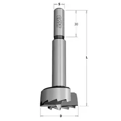 Kvistbor i Verktøystål.  68 mm. 68 mm.