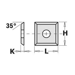 Vendeskjær (4/35°) 10.5x10.5x1.5mm F4 Passer 663.007.11