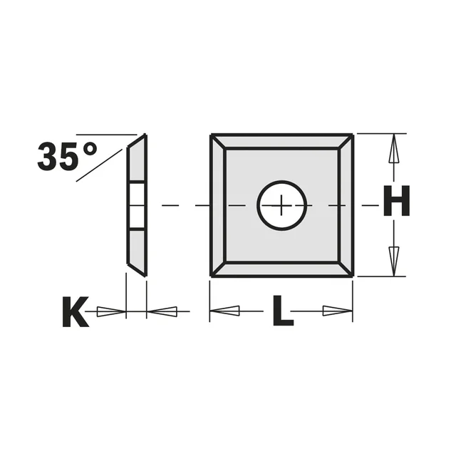 Vendeskjær (4/35°) 10.5x10.5x1.5mm F4 Passer 663.007.11 