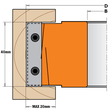 Kuttehode til Falsing. D=100X40. 40X4 PROFILKNIVER. 