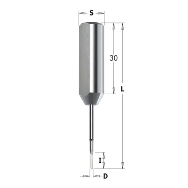 Dybelbor HM Ø1,3 mm – 2 skjær CMT – 10 mm tange, lengde 57,5 mm 