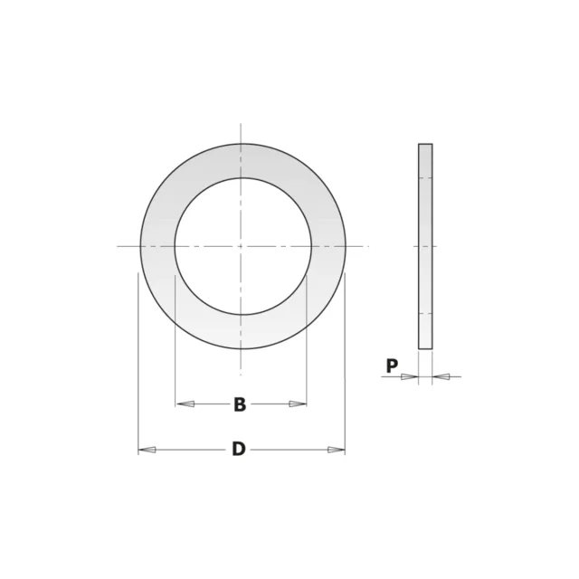 Reduksjonsring Ø30–25 mm for sagblad Maks. tykkelse 1.4 mm 