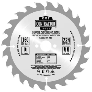 Sagblad Ø160×2,2×20 mm Z24 – 10-pk CMT Contractor