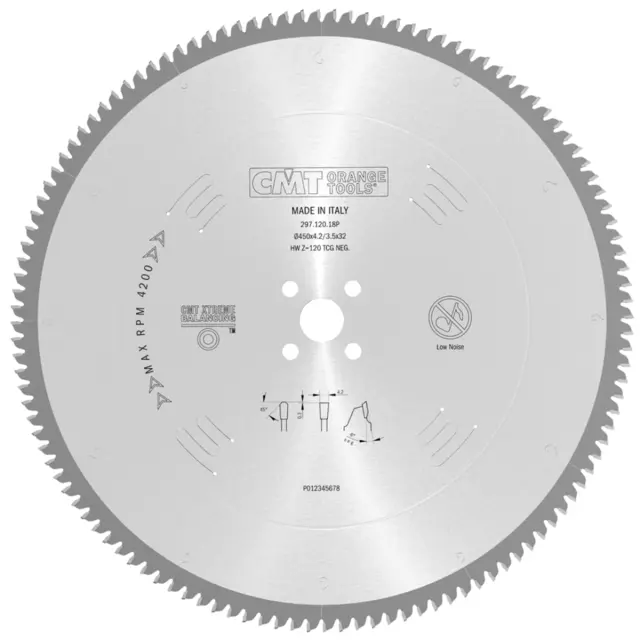 Sagblad Ø450 x 30 mm 120 tenner CMT – for ikke-jernmetall og plast 