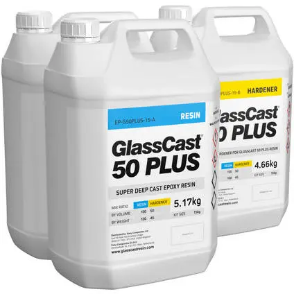 Epoxy - Glassklar 50Plus. 15kg GlassCast for tykke støp 