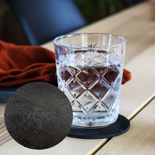 Drikkebrikke - svart pointer 6 stk Ø90 mm coaster 