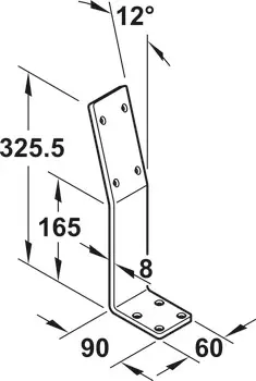 Ryggstøtte til krakk H.325.mm. B.60mm. Råstål. 1stk. 