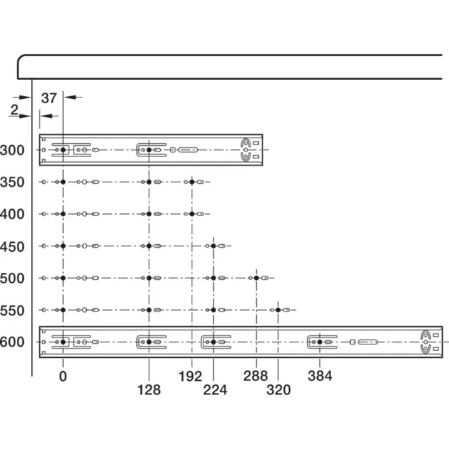 Häfele Matrix BB S. L=300 mm. Fulluttrekk-Demp og Selvlukk. 15kg. 