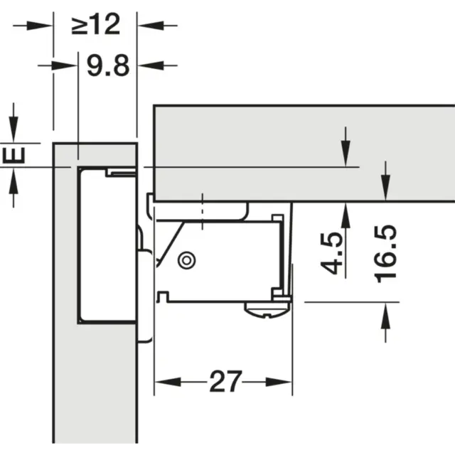 Häfele Metalla 130 Mini hengsel 95° Hengsel ofte brukt i bobil/campingvogn 