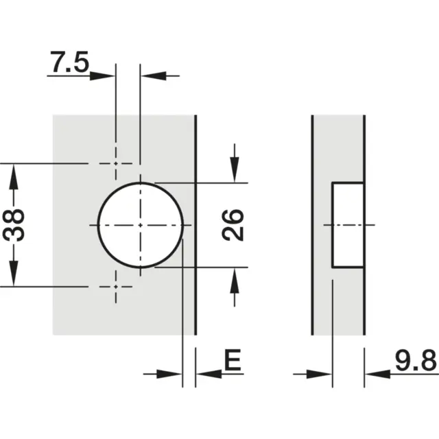 Häfele Metalla 130 Mini hengsel 95° Hengsel ofte brukt i bobil/campingvogn 