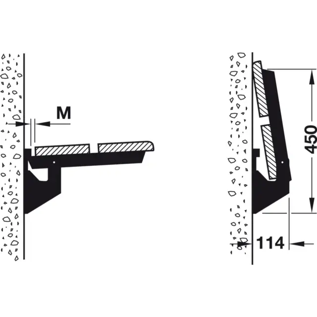 Klaffebeslag for veggmontert krakk-1 stk 500 kg belastning/par Fjærbelastet 