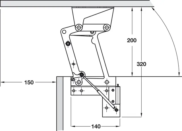 Swing-up topplate mekanisme - Sett Soft-close 