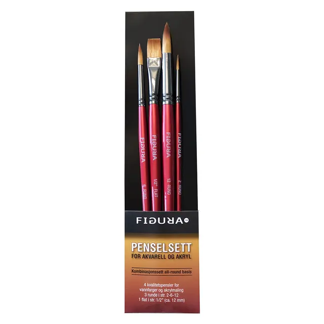 Penselsett Figura 4pk Rund 2-6-12, Flat 1/2t 