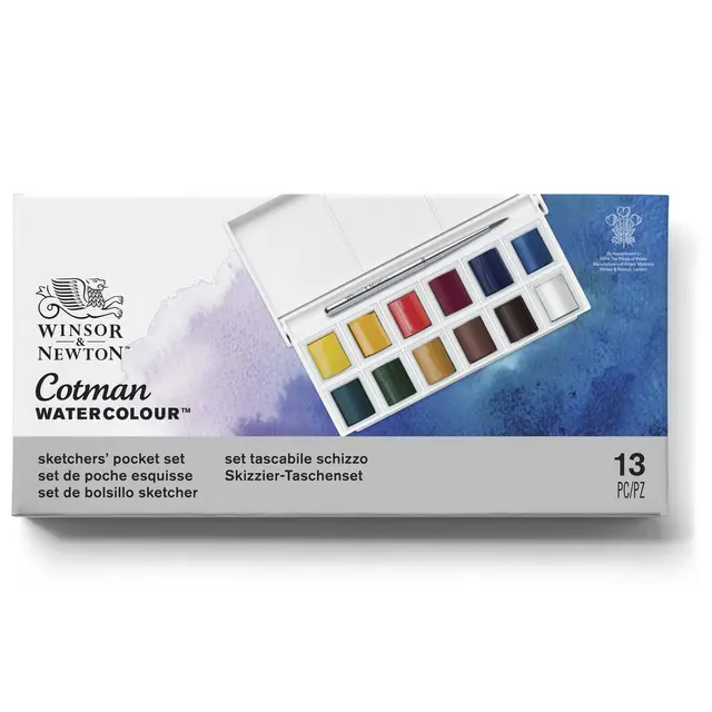 WN sett Cotman Sketch Pocket 12x 1/2 pan + pensel box 