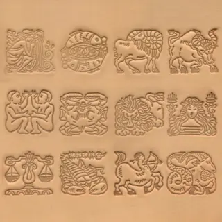 Stjernetegn lærstempel sett 13 stk Detaljerte stjernetegnmotiver