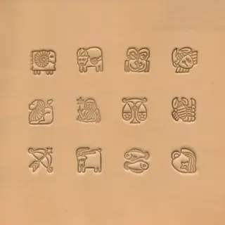 Stjernetegn lærstempel sett 13 stk Stiliserte stjernetegnmotiver