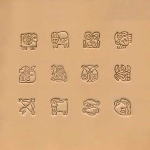 Stjernetegn lærstempel sett 13 stk Stiliserte stjernetegnmotiver