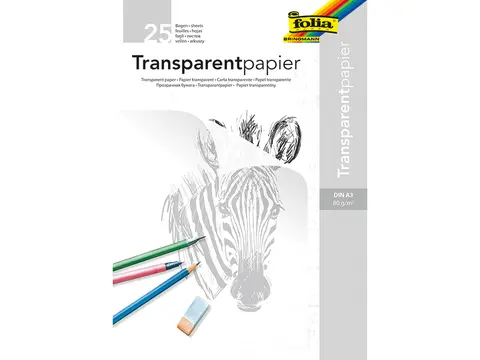 Folia transparentblokk A3 - 25 ark - 80g Tracepapir