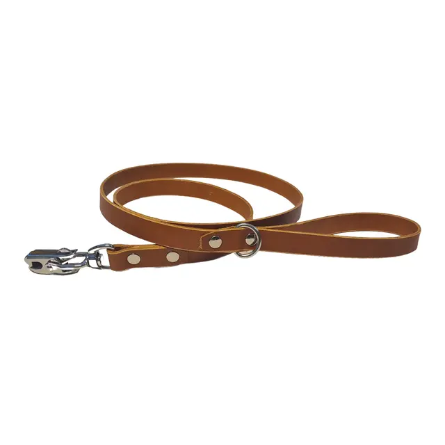 Hundekobbel m/ låsekrok 144 cm - Brun M/ Dring 