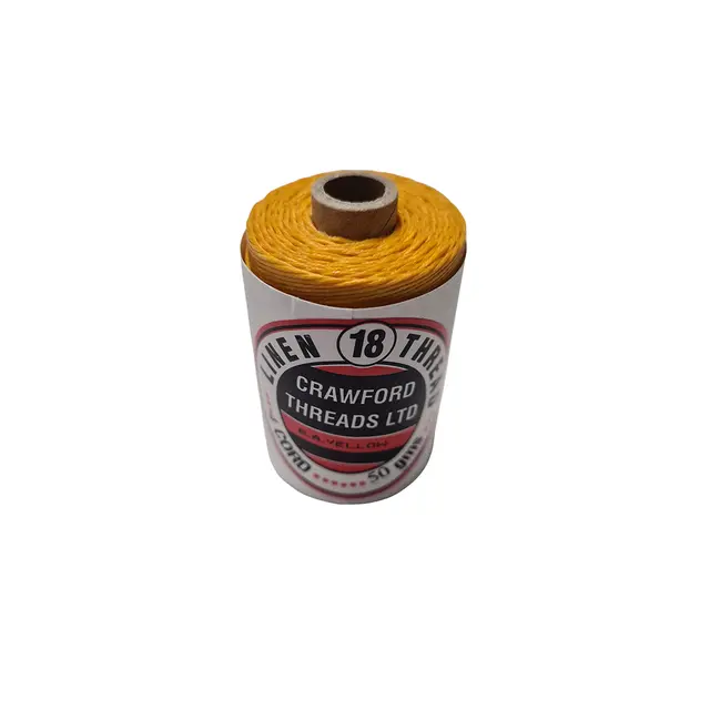 Lintråd 18/3  vokset - gul 50 gr. Tynn 