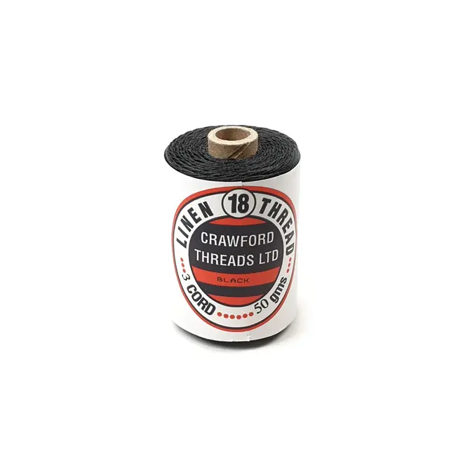 Lintråd 18/3  vokset - svart 50 gr. Tynn 