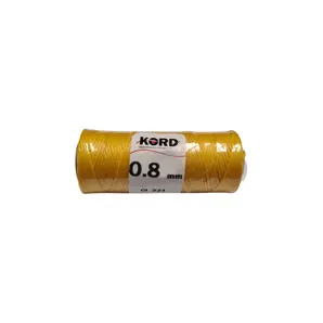 Tr&#229;d flettet synt. vokset - gul 50 m 0,8 mm - 221