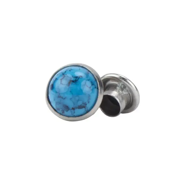 Steinnite - Turquiose blå 7 mm - 100 pak M/flat bakcap 