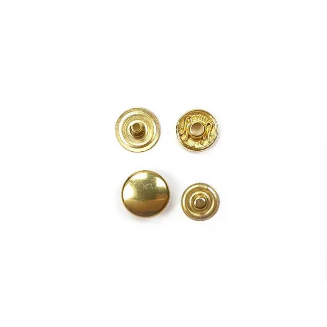 Trykknapp 10 mm - messing - 10 pak 