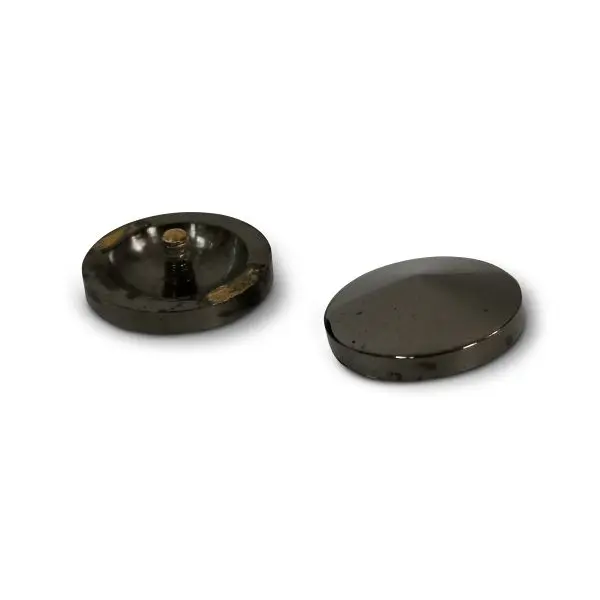 Dekorlokk. 19mm. Sort nikkel. Konisk 6BA gjenger 