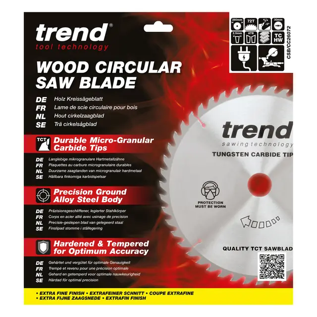 260mm | 72T | Treverk Kapp og gjær/Radial | Kapping | Eks. fin 