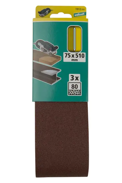 Slipebånd tekstil, 3 stk K80 75x510mm 