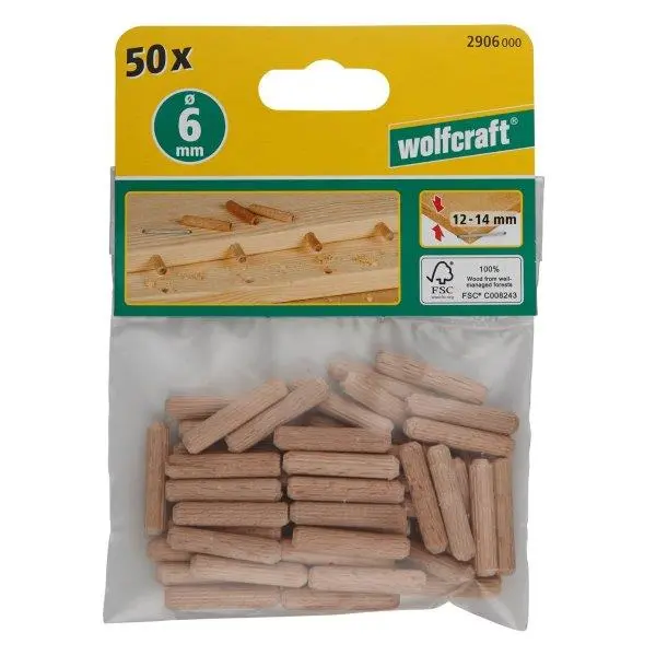 Sentrumstapper 50 stk 6x30mm - Bøk 